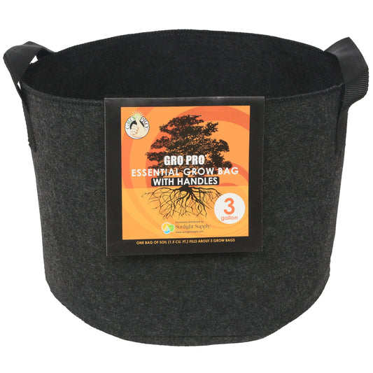 Gro Pro Essential Round Fabric Pot with Handles Black