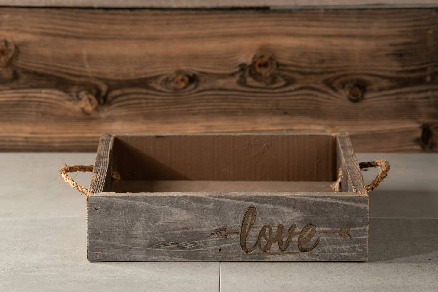 Rustic Farmhouse Wood Tray - Love